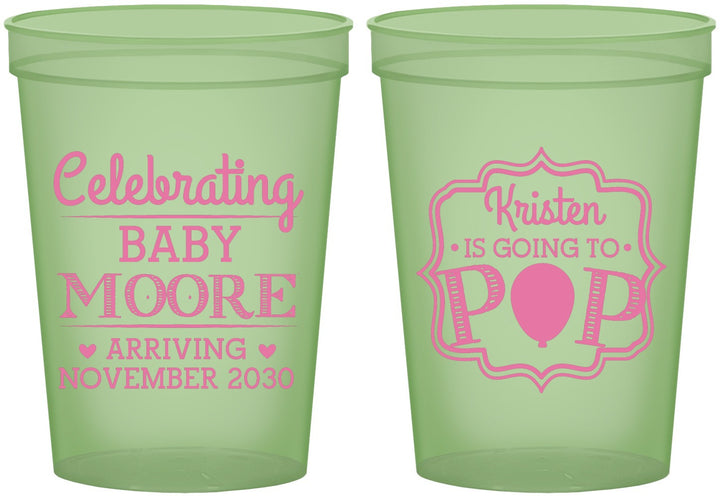 Custom Baby Shower 16 oz Glow In The Dark Cups - Going To Pop | 90040
