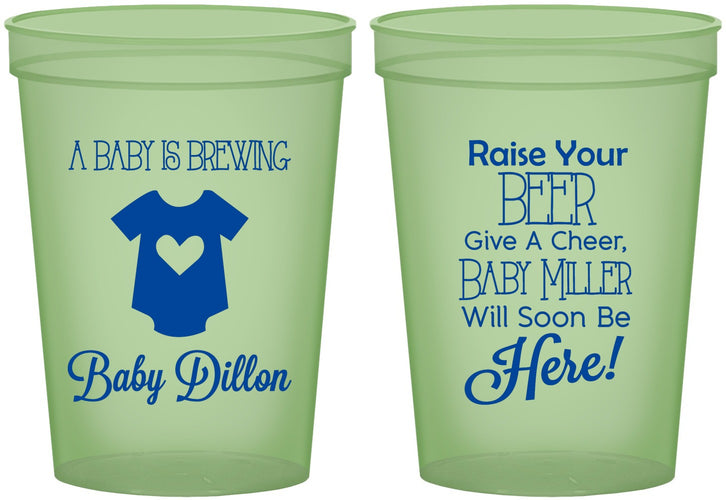 Custom Baby Shower 16 oz Glow In The Dark Cups - Baby Is Brewing | 90041