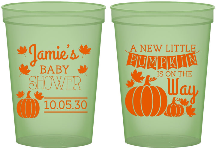 Custom Baby Shower 16 oz Glow In The Dark Cups - Pumpkin On The Way | 90042