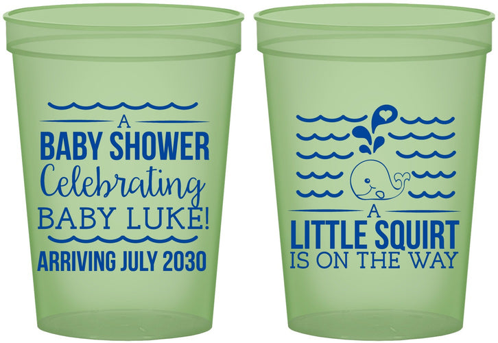 Custom Baby Shower 16 oz Glow In The Dark Cups - Little Squirt On The Way | 90043