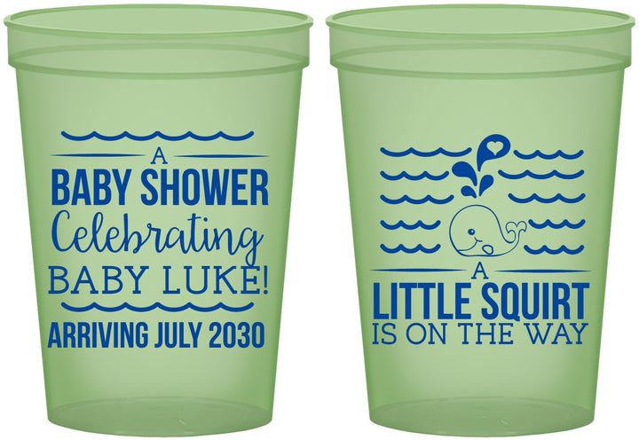 Custom Baby Shower 16 oz Glow In The Dark Cups - Little Squirt On The Way | 90043