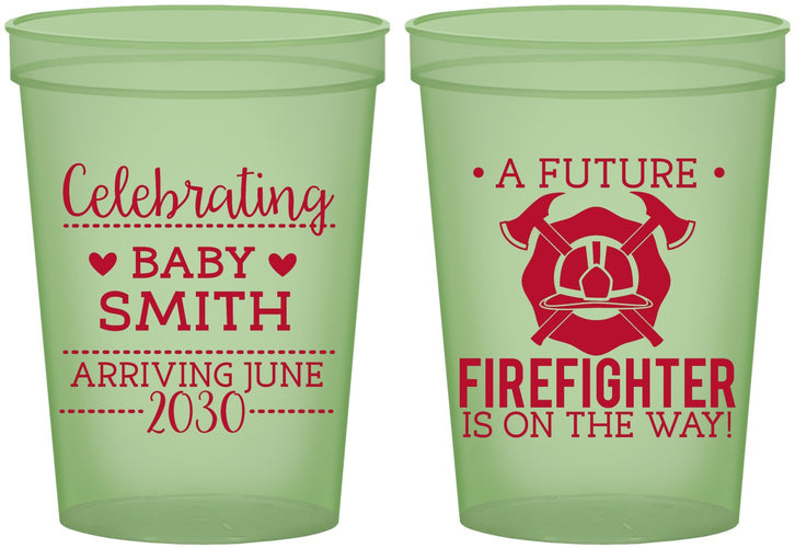 Custom Baby Shower 16 oz Glow In The Dark Cups - Future Firefighter | 90048