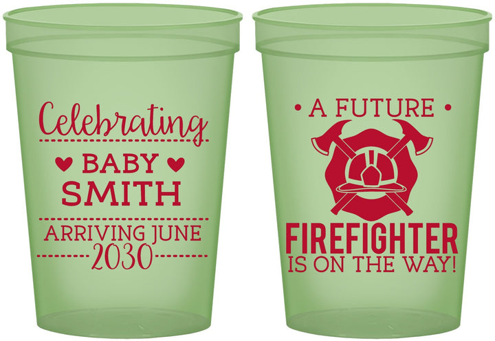 Custom Baby Shower 16 oz Glow In The Dark Cups - Future Firefighter | 90048