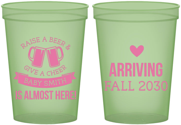 Custom Baby Shower 16 oz Glow In The Dark Cups - Raise A Beer | 90049