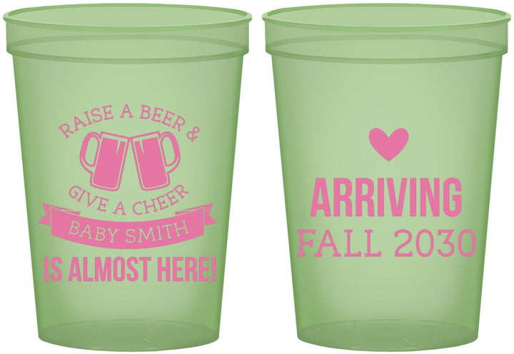 Custom Baby Shower 16 oz Glow In The Dark Cups - Raise A Beer | 90049