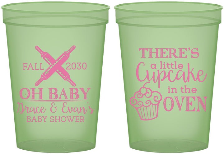 Custom Baby Shower 16 oz Glow In The Dark Cups - Cupcake In The Oven | 90059