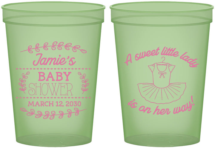 Custom Baby Shower 16 oz Glow In The Dark Cups - Sweet Little Lady | 90061