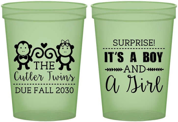 Custom Baby Shower 16 oz Glow In The Dark Cups - Gender Reveal Boy Or Girl | 90063