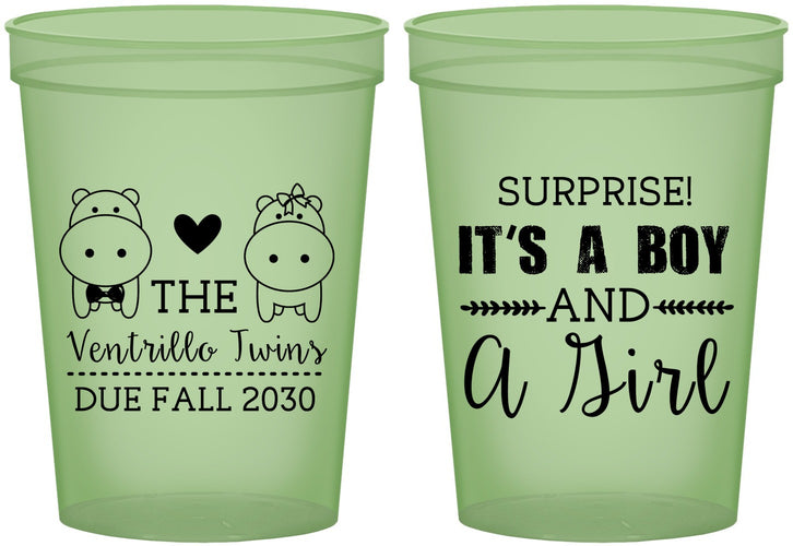 Custom Baby Shower 16 oz Glow In The Dark Cups - Gender Reveal Boy Or Girl | 90064