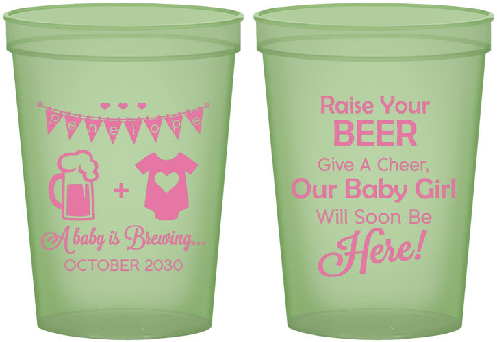Custom Baby Shower 16 oz Glow In The Dark Cups - Raise Your Beer | 90065