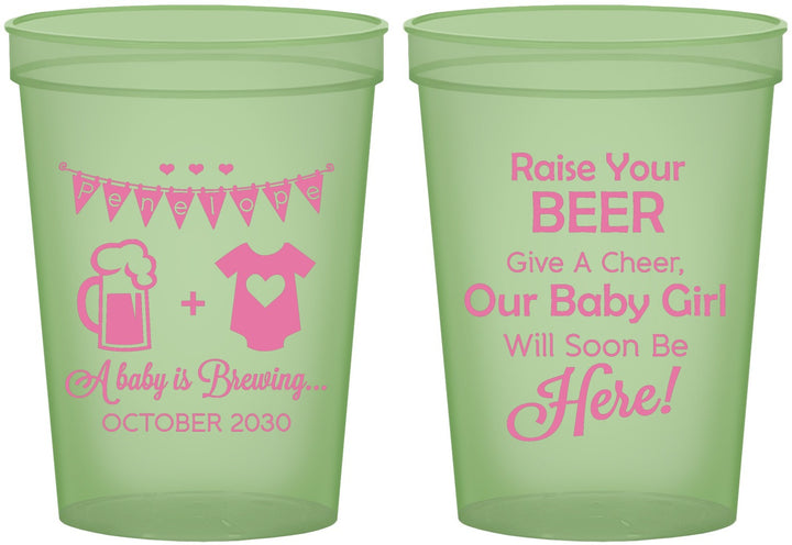 Custom Baby Shower 16 oz Glow In The Dark Cups - Raise Your Beer | 90065