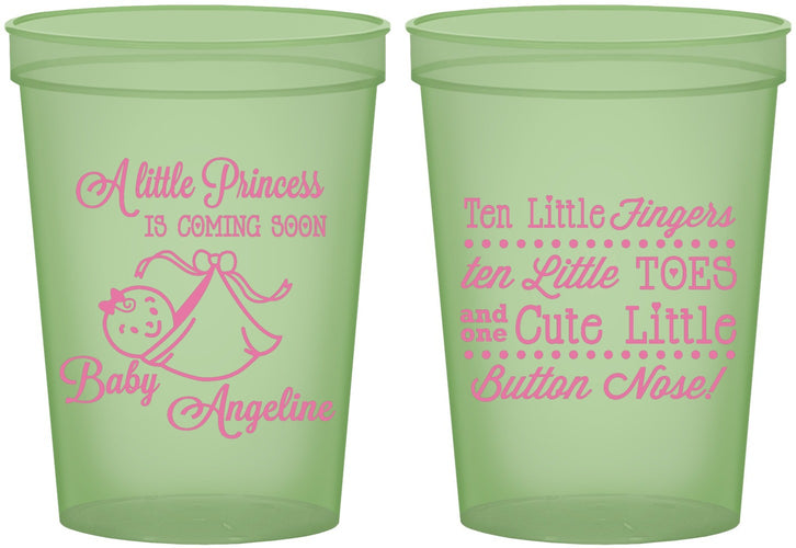 Custom Baby Shower 16 oz Glow In The Dark Cups - Little Princess | 90066