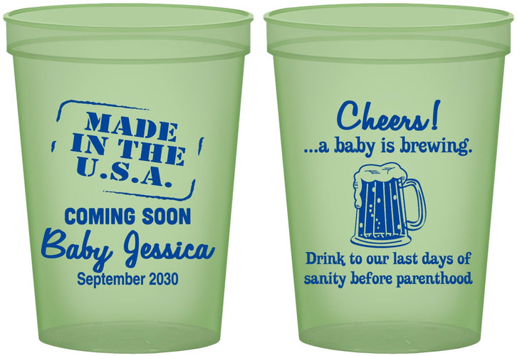 Custom Baby Shower 16 oz Glow In The Dark Cups - Made In The Usa | 90079