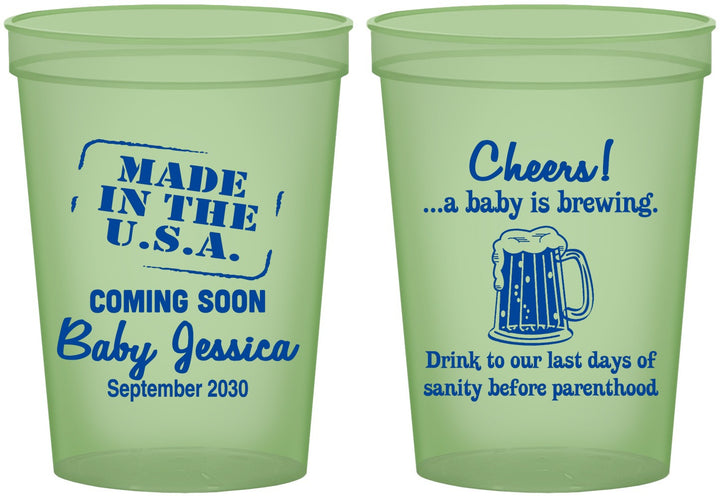 Custom Baby Shower 16 oz Glow In The Dark Cups - Made In The Usa | 90079