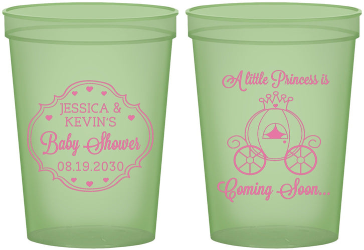Custom Baby Shower 16 oz Glow In The Dark Cups - Princess Coming Soon | 90085
