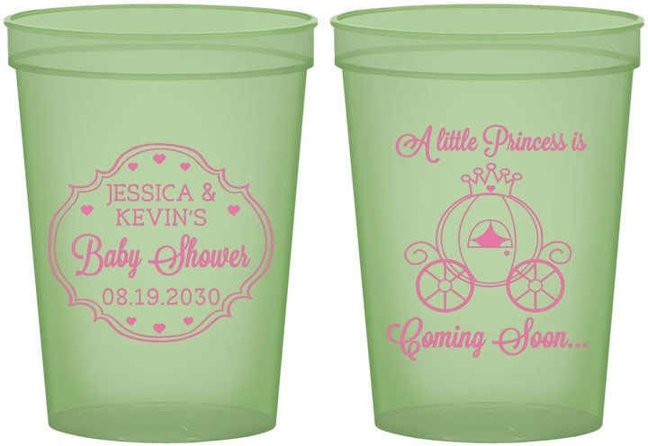 Custom Baby Shower 16 oz Glow In The Dark Cups - Princess Coming Soon | 90085