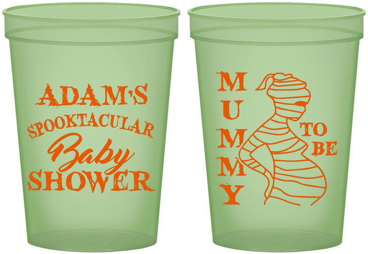 Custom Baby Shower 16 oz Glow In The Dark Cups - Mummy To Be Halloween | 90087