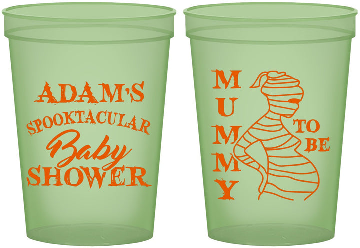 Custom Baby Shower 16 oz Glow In The Dark Cups - Mummy To Be Halloween | 90087