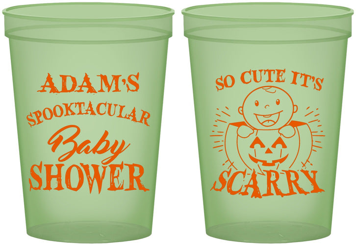 Custom Baby Shower 16 oz Glow In The Dark Cups - So Cute Halloween | 90088