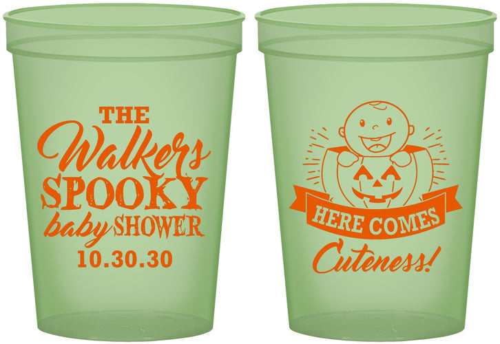 Custom Baby Shower 16 oz Glow In The Dark Cups - Cuteness Halloween | 90089