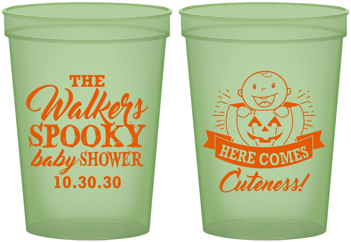 Custom Baby Shower 16 oz Glow In The Dark Cups - Cuteness Halloween | 90089