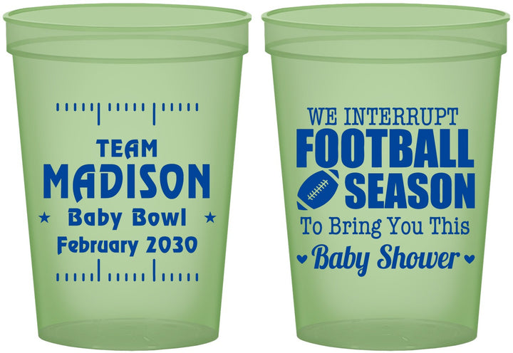 Custom Baby Shower 16 oz Glow In The Dark Cups - Football | 90091