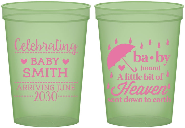 Custom Baby Shower 16 oz Glow In The Dark Cups - Little Bit Of Heaven | 90095