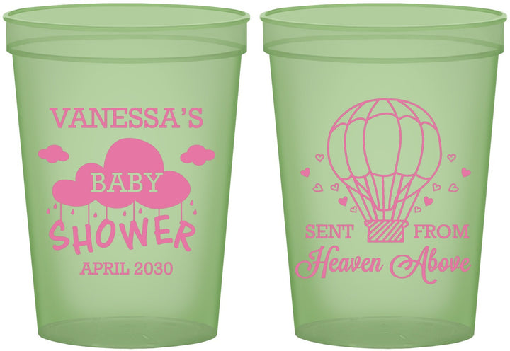 Custom Baby Shower 16 oz Glow In The Dark Cups - Hot Air Balloon | 90097