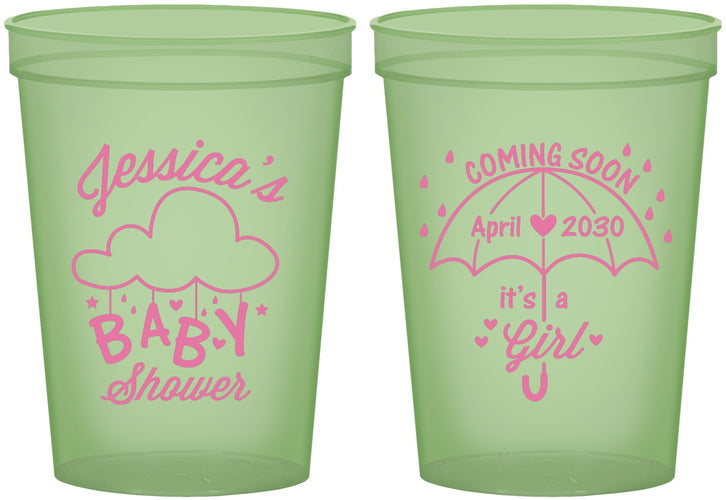 Custom Baby Shower 16 oz Glow In The Dark Cups - April Showers May Babies | 90099