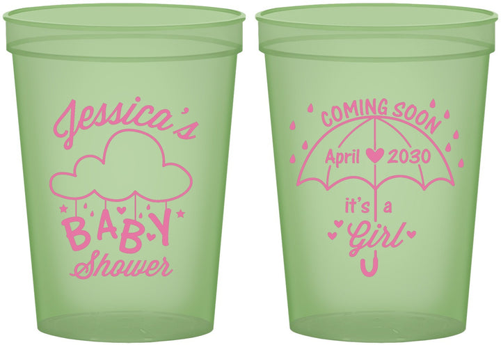 Custom Baby Shower 16 oz Glow In The Dark Cups - April Showers May Babies | 90099