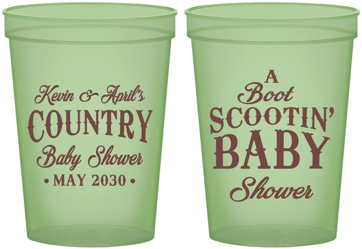 Custom Baby Shower 16 oz Glow In The Dark Cups - Boot Scootin | 90100