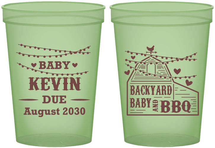 Custom Baby Shower 16 oz Glow In The Dark Cups - Baby And Bbq | 90101