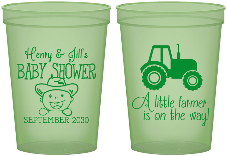 Custom Baby Shower 16 oz Glow In The Dark Cups - Little Farmer | 90108