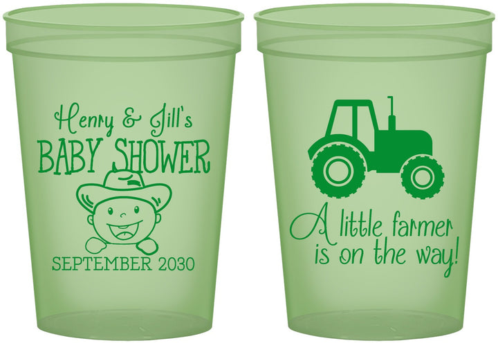 Custom Baby Shower 16 oz Glow In The Dark Cups - Little Farmer | 90108