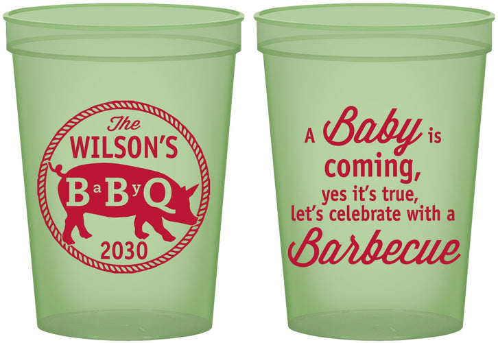 Custom Baby Shower 16 oz Glow In The Dark Cups - Bbq | 90110