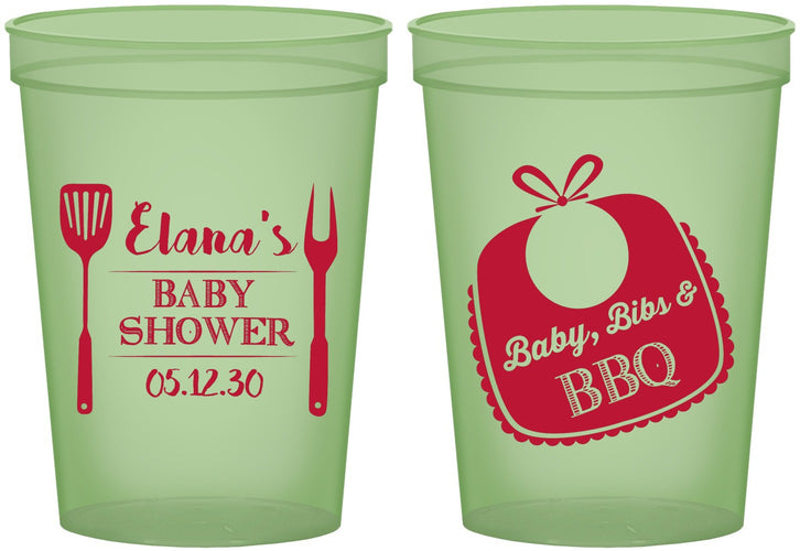 Custom Baby Shower 16 oz Glow In The Dark Cups - Beers Bbq Babies | 90114