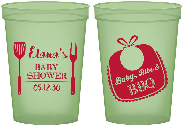 Custom Baby Shower 16 oz Glow In The Dark Cups - Beers Bbq Babies | 90114