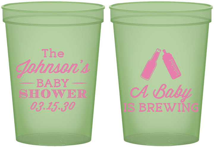 Custom Baby Shower 16 oz Glow In The Dark Cups - Baby Is Brewing | 90116