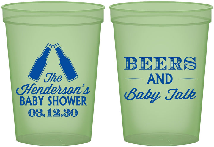 Custom Baby Shower 16 oz Glow In The Dark Cups - Beers And Baby Talk | 90117