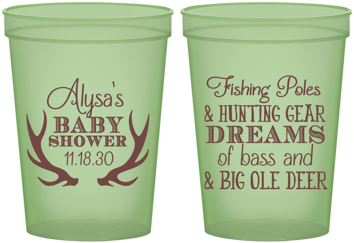 Custom Baby Shower 16 oz Glow In The Dark Cups - Bass Deer | 90120