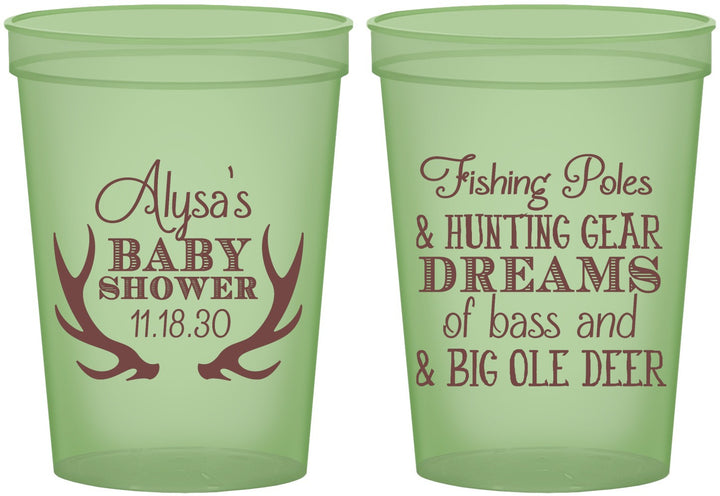 Custom Baby Shower 16 oz Glow In The Dark Cups - Bass Deer | 90120