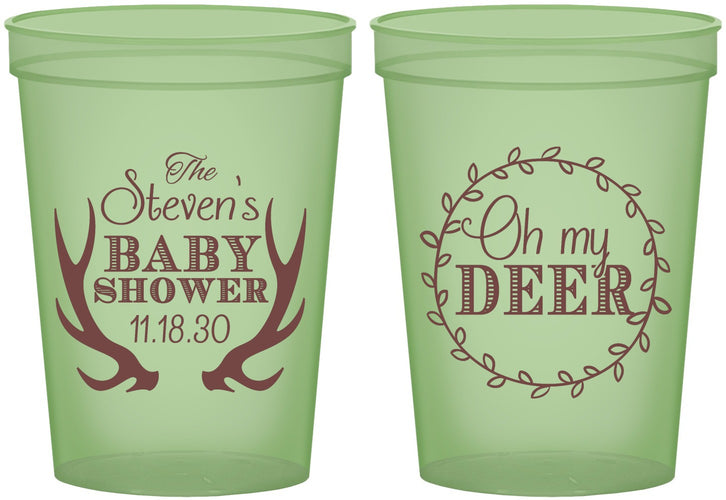 Custom Baby Shower 16 oz Glow In The Dark Cups - Oh My Deer Christmas | 90121