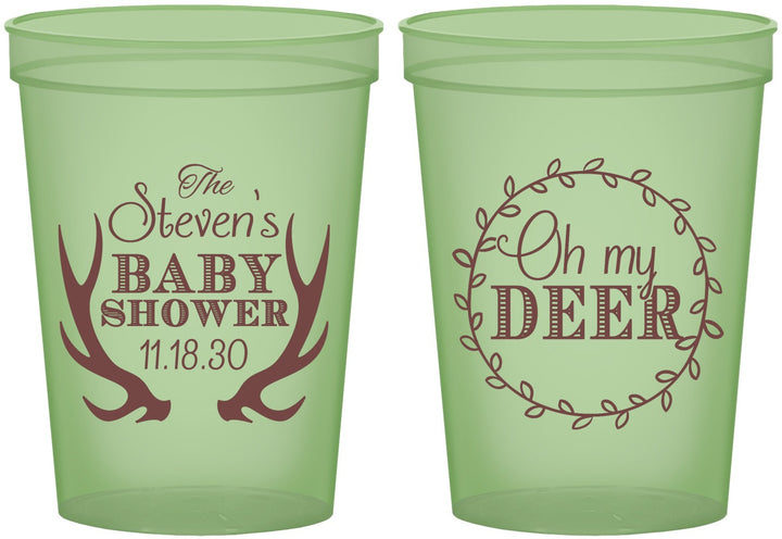 Custom Baby Shower 16 oz Glow In The Dark Cups - Oh My Deer Christmas | 90121