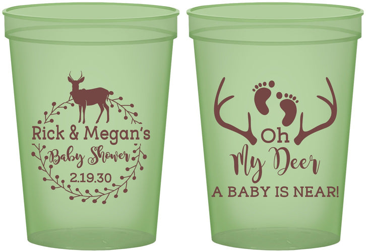 Custom Baby Shower 16 oz Glow In The Dark Cups - Oh My Deer | 90123