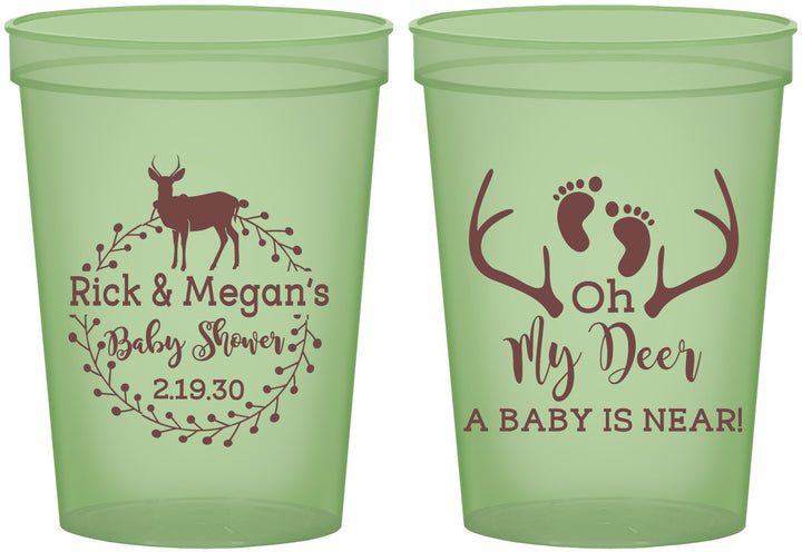 Custom Baby Shower 16 oz Glow In The Dark Cups - Oh My Deer | 90123