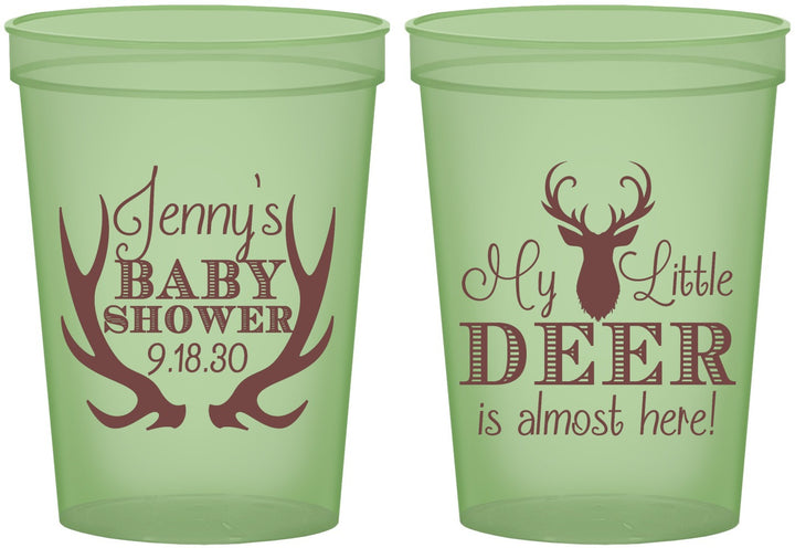Custom Baby Shower 16 oz Glow In The Dark Cups - My Little Deer | 90124