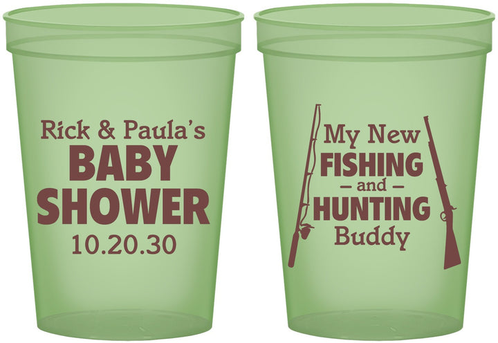 Custom Baby Shower 16 oz Glow In The Dark Cups - Fishing Hunting | 90126