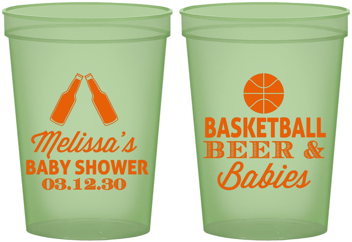Custom Baby Shower 16 oz Glow In The Dark Cups - Basketball Beer Babies | 90134