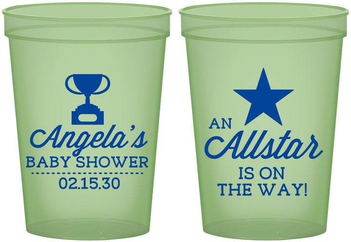 Custom Baby Shower 16 oz Glow In The Dark Cups - Allstar On The Way | 90140