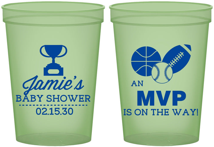 Custom Baby Shower 16 oz Glow In The Dark Cups - Sports Mvp | 90141
